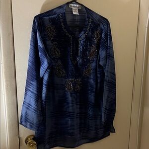 Denim 24/7 Navy Embroidered Tunic